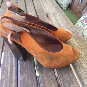 Jeffrey Campbell orange platform 70s heels
